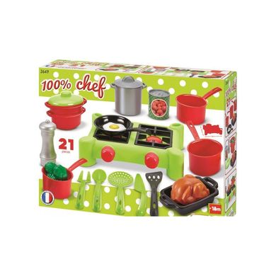 Игровой набор плита с посудой (21 аксессуар.) 100% Chef Cooker Ecoiffier 2649