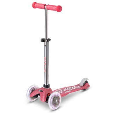 Детский трехколесный самокат (до 50 кг) mini Micro Deluxe Fairy Glitter LED MMD208 розовый