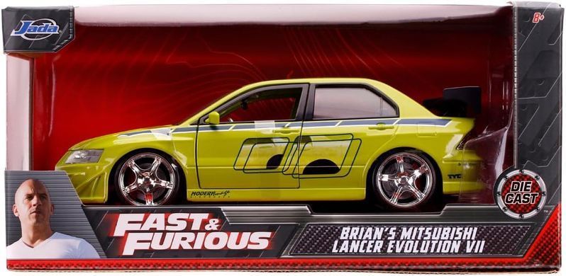 Металева машинка 1:24 2002 Mitsubishi Lancer EVO VII Fast and Furious Jada Toys 9399788314R00