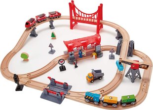 Іграшкова дерев'яна залізниця Busy City Train Rail Set 51 ел. Hape E3730