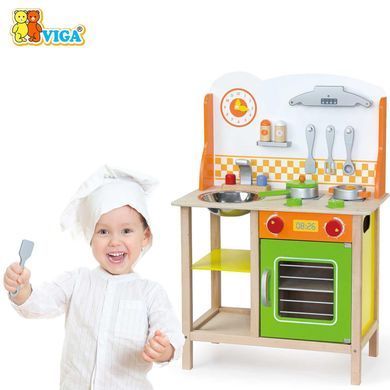 Дерев'яна дитяча кухня з посудом Fantastic Kitchen Viga Toys 50957FSC