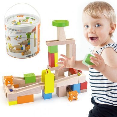 Деревянный Конструктор Горки для шариков Ball Slide Track Marble Run Viga Toys 51619