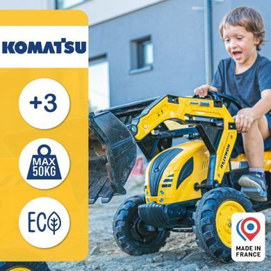 Дитячий трактор на педалях з причепом та двома ковшами Komatsu Falk 2086Y від 3 років