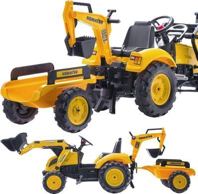Дитячий трактор на педалях з причепом та двома ковшами Komatsu Falk 2086Y від 3 років