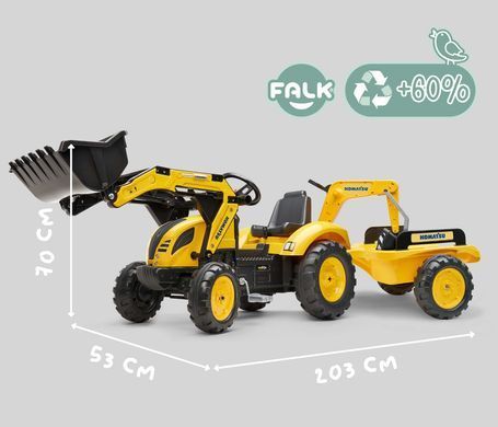 Дитячий трактор на педалях з причепом та двома ковшами Komatsu Falk 2086Y від 3 років