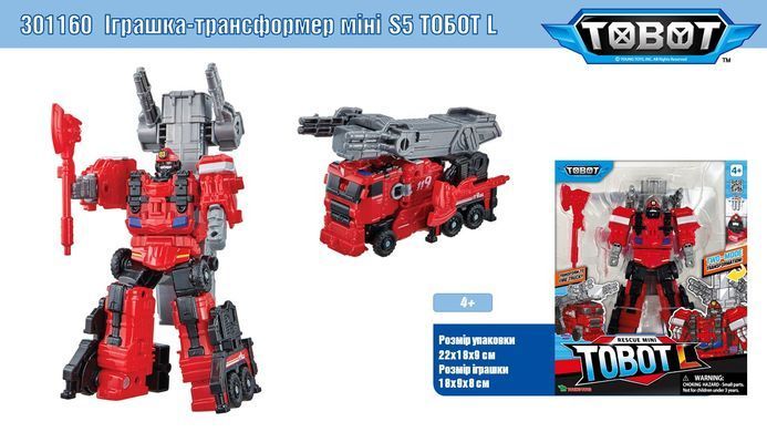 Уцінка Трансформер 18 см Пожежна машина-рятувальник S5 Rescue mini Tobot L Fire Truck Young Toys 301160