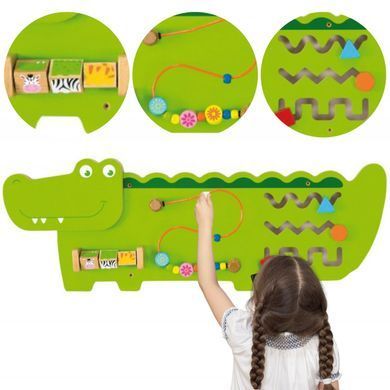 Настенная игрушка бизиборд&nbsp;Крокодил Viga Toys wall toy Crocodile 50469 FSC Монтессори