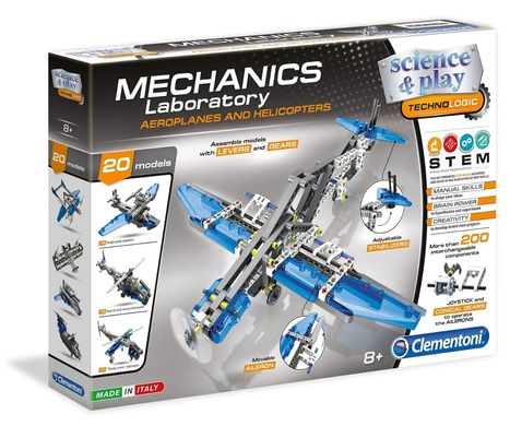 Конструктор Aeroplanes and Helicopters (10 в 1 200 деталей) серія Science and Play Clementoni 75028