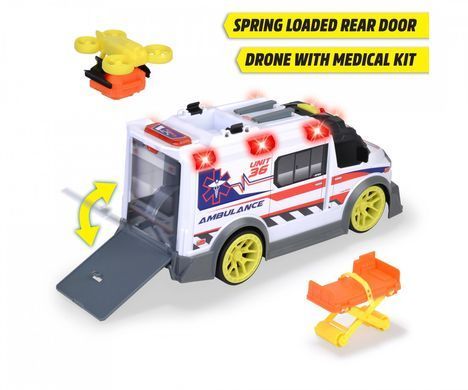 Машинка Швидка допомога (35.5 см) Ambulance Dickie Toys 3307003 з аксесуарами, звук та світло