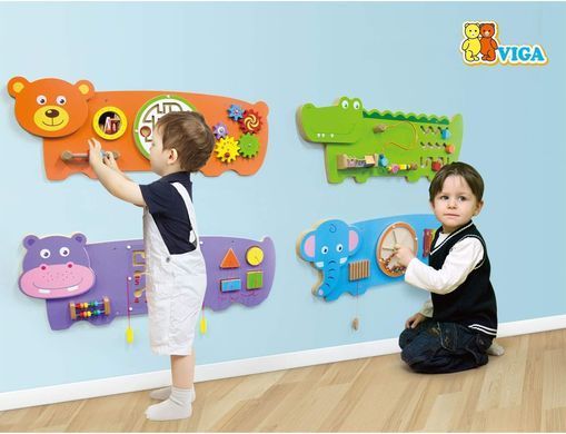 Настенная игрушка бизиборд&nbsp;Крокодил Viga Toys wall toy Crocodile 50469 FSC Монтессори