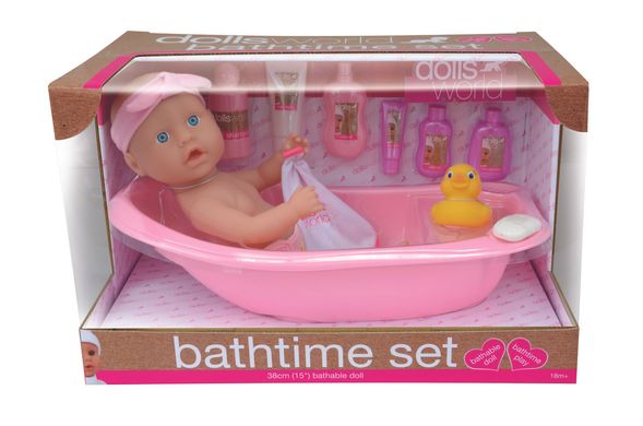 Уценка Набор для купания с куклой Dolls World (38 см) bathtime set Peterkin 8855G