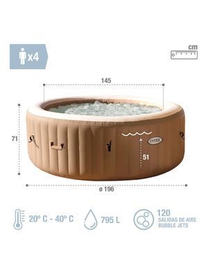 Надувний басейн-джакузі СПА Bubble Massage PureSpa INTEX 28426, 795л. 4 осіб