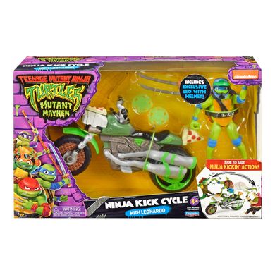 Боевой транспорт с фигуркой Леонардо на мотоцикле TMNT 83431 Ninja Kick Cycle