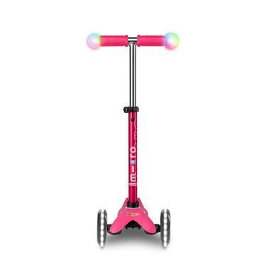 Розовый трехколесный самокат (до 50 кг) Mini Micro Deluxe Magic Pink LED MMD130 светящиеся ручки