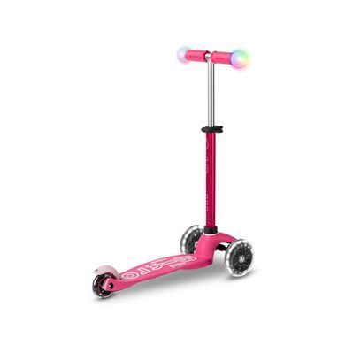 Розовый трехколесный самокат (до 50 кг) Mini Micro Deluxe Magic Pink LED MMD130 светящиеся ручки
