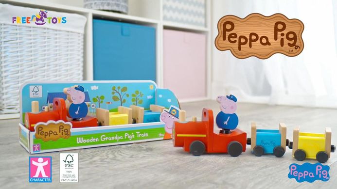 Уценка Деревянный игровой набор Peppa Паровозик дедушки Пеппы Peppa Pig 07210