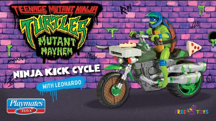 Боевой транспорт с фигуркой Леонардо на мотоцикле TMNT 83431 Ninja Kick Cycle