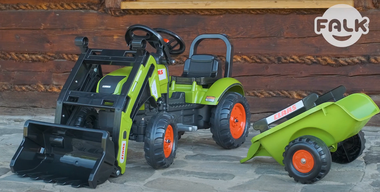 Дитячий трактор на педалях з ковшем і причепом Claas Arion 410 Falk 2040AM від 2 років