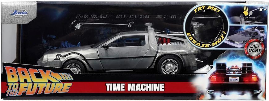 Металева машина 1:24 DeLorean DMC-12 Назад у майбутнє 1 Time Machine Jada Toys 253255038 зі світлом