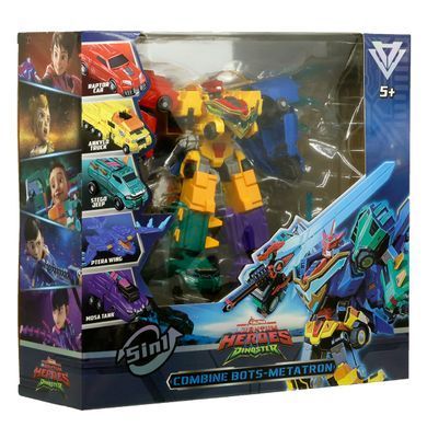 Игровой набор с машинками-трансформерами 5в1 Метатрон Quantum Heroes Dinoster EU580855