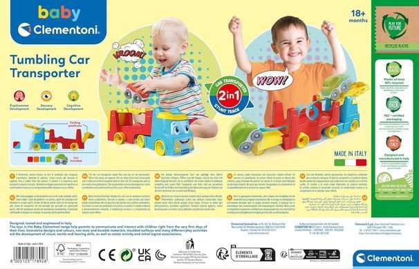 Машинка погрузчик 2 в 1 Tumbling Car Transporter Baby Clementoni 17892