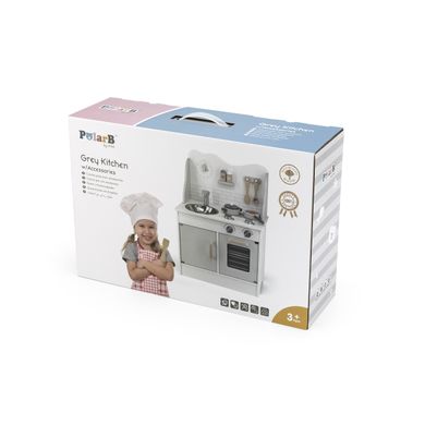 Детская деревянная кухня с посудой Eco Gray Viga Toys PolarB 44049