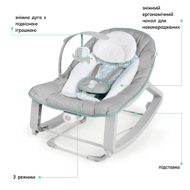 Дитячий шезлонг-гойдалка та крісло для малюків 3 в 1 Keep Cozy Ingenuity 12428