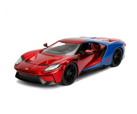 Металлическая машинка 2017 года Ford GT Marvel Spider-Man с фигуркой Человека-Паука 1:24 Jada Toys 253225002