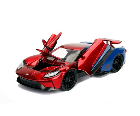 Металлическая машинка 2017 года Ford GT Marvel Spider-Man с фигуркой Человека-Паука 1:24 Jada Toys 253225002