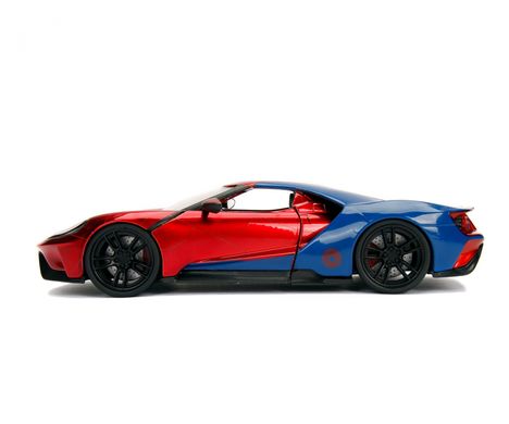 Металлическая машинка 2017 года Ford GT Marvel Spider-Man с фигуркой Человека-Паука 1:24 Jada Toys 253225002