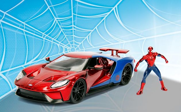 Металева машинка 2017 Ford GT Marvel Spider-Man з фігуркою Людини-Павука 1:24 Jada Toys 253225002