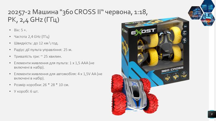 Трюкова машинка Exost 360 Cross II на радіокеруванні (1:18, 2,4GHz) Silverlit 20257-2 червона