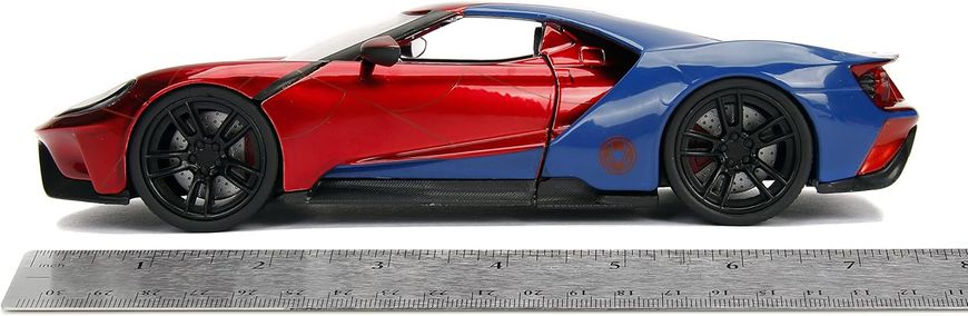 Металлическая машинка 2017 года Ford GT Marvel Spider-Man с фигуркой Человека-Паука 1:24 Jada Toys 253225002