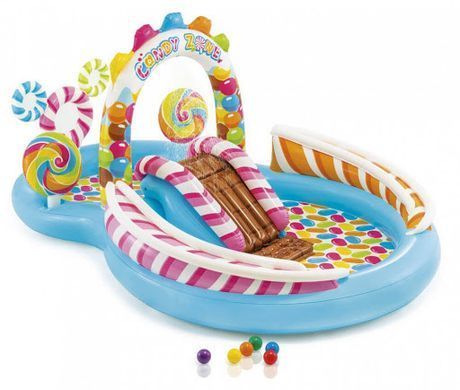 Уценка. Детский игровой центр-бассейн с горкой Карамель Intex 57149