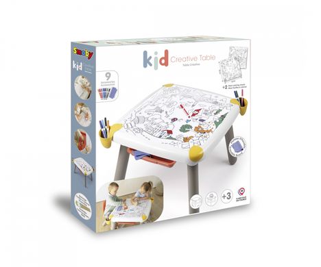 Дитячій стіл для творчості з шухлядою Kid Creative Table Smoby 420400, з аксес. 70х70х47 см.