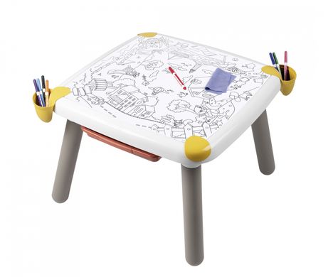 Дитячій стіл для творчості з шухлядою Kid Creative Table Smoby 420400, з аксес. 70х70х47 см.