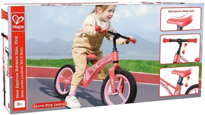Дитячий двоколісний металевий біговел Hape E8653 рожевий 12"
