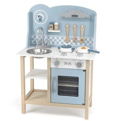 Детская деревянная кухня PolarB Blue Kitchen Viga Toys 44047 с аксессуарами