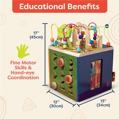 Развивающая деревянная игрушка бизиборд Зоо-Куб Зоопарк Зани Zany Zoo Wooden Activity Cube Battat BX1004X