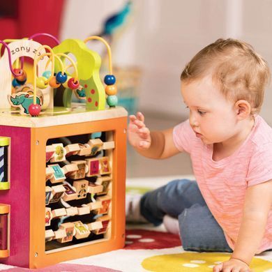 Развивающая деревянная игрушка бизиборд Зоо-Куб Зоопарк Зани Zany Zoo Wooden Activity Cube Battat BX1004X