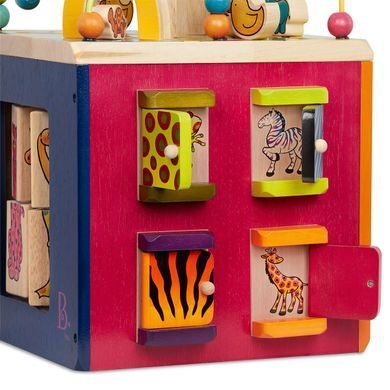 Развивающая деревянная игрушка бизиборд Зоо-Куб Зоопарк Зани Zany Zoo Wooden Activity Cube Battat BX1004X