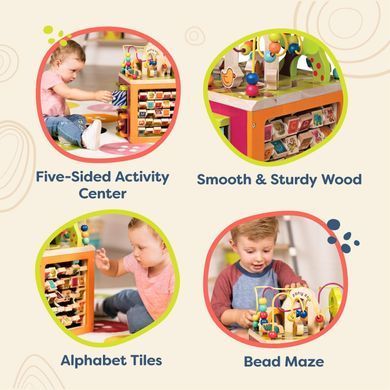 Развивающая деревянная игрушка бизиборд Зоо-Куб Зоопарк Зани Zany Zoo Wooden Activity Cube Battat BX1004X