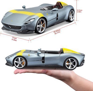 Металлическая одноместная модель авто 2019 Ferrari Monza SP1 grey metallic Bburago 18-16013 в масштабе 1/18