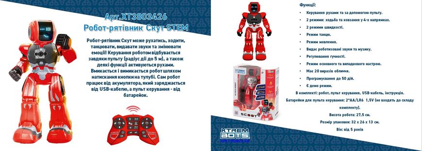 Робот спасатель на радиоуправлении Scoot STEM Xtrem Bots Blue Rocket XT3803426