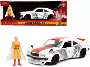 Металлическая машина One Punch Man 1:24 1974 Mazda RX-3 с фигуркой Сайтама Jada Toys 253255058