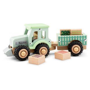 Іграшковий Трактор з причепом і овочами, New Classic Toys (19447)