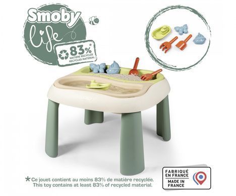 Игровой водный стол-песочница с крышкой и аксессуарами 3в1 Smoby Life Sand and Water Table 7600840111