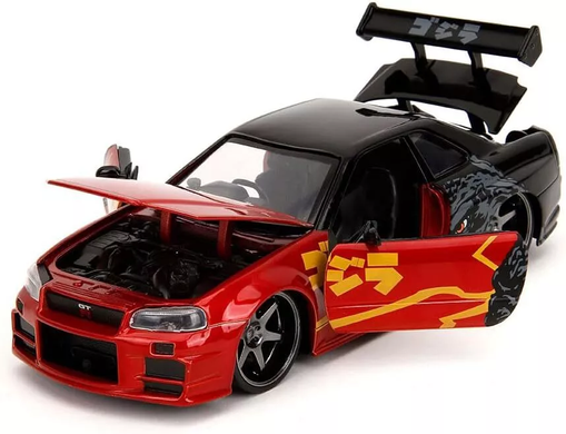 Металева машина Godzilla 1:24 Die Cast 2002 Nissan Skyline GT-R (R34) Jada Toys 253253024