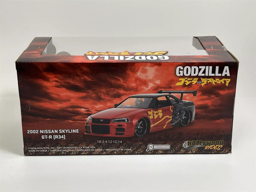 Металева машина Godzilla 1:24 Die Cast 2002 Nissan Skyline GT-R (R34) Jada Toys 253253024