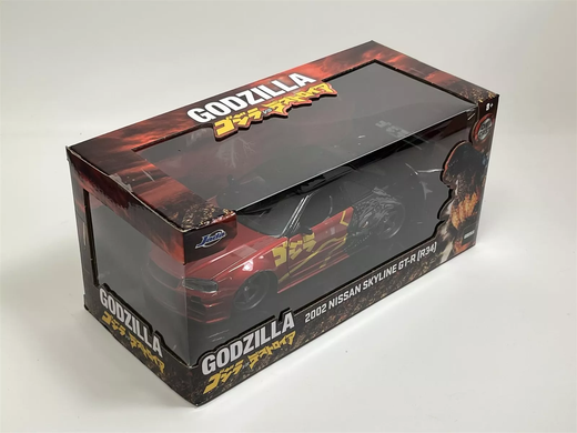 Металева машина Godzilla 1:24 Die Cast 2002 Nissan Skyline GT-R (R34) Jada Toys 253253024